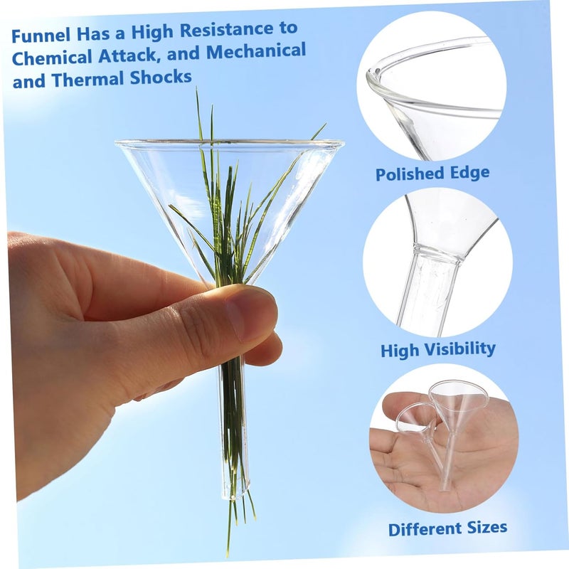 5pcs Clear Glass Laboratory Funnels Temperature Resistant for Precise Liquid Transfer - Image 3